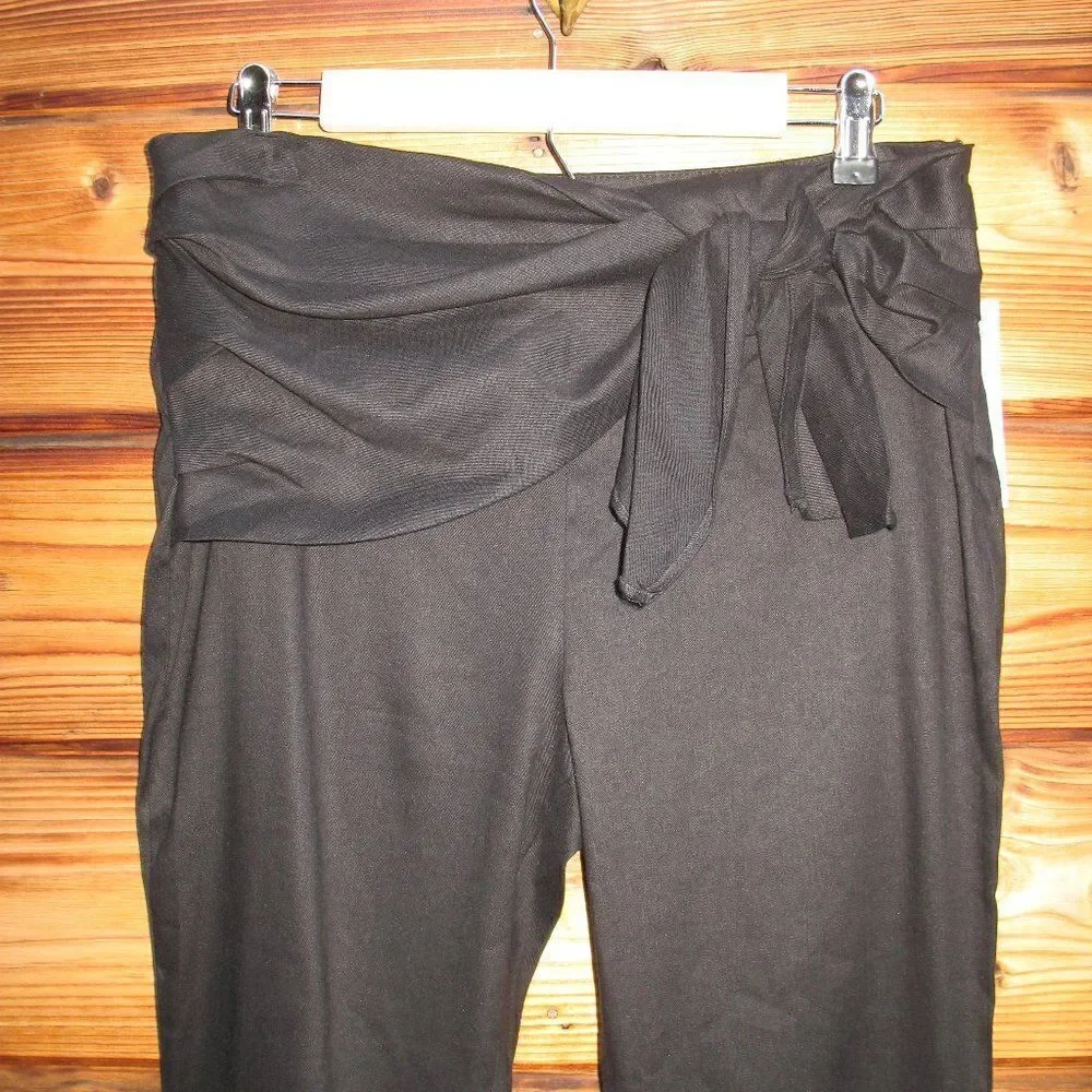 NWT Black Linen Blend Cropped High Waist Pants